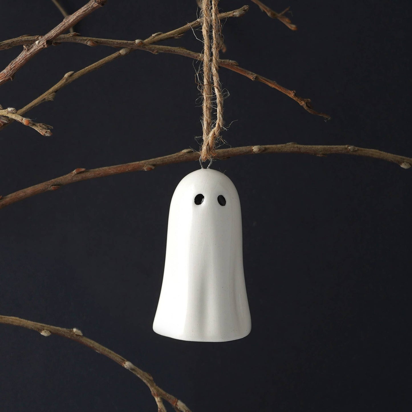 Hanging Ghost Decoration | White Ceramic