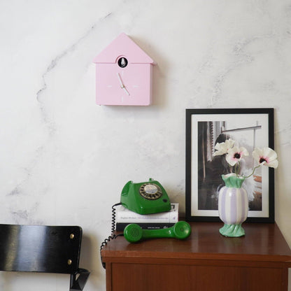 Clock - Cuckoo Wall Clock - Light Pink - 24x27x9cm