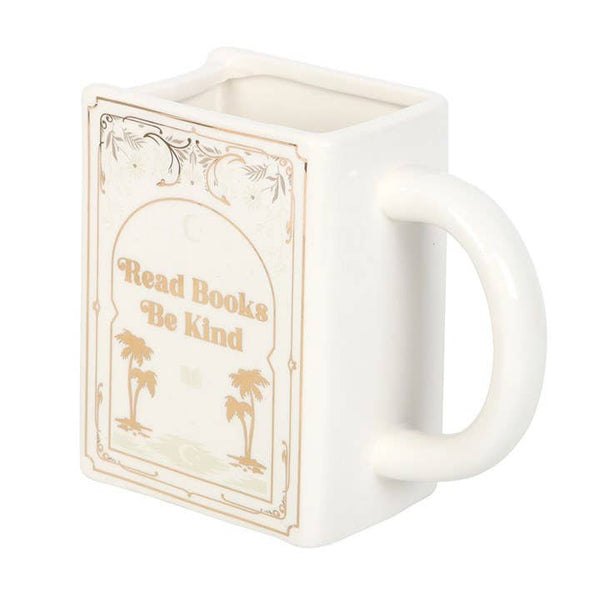 "Read Books, Be Kind" Book-Shaped Mug