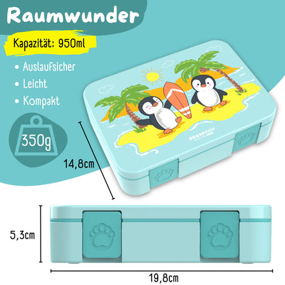 Bento Box with Compartments, Lightweight & Leakproof - Penguin