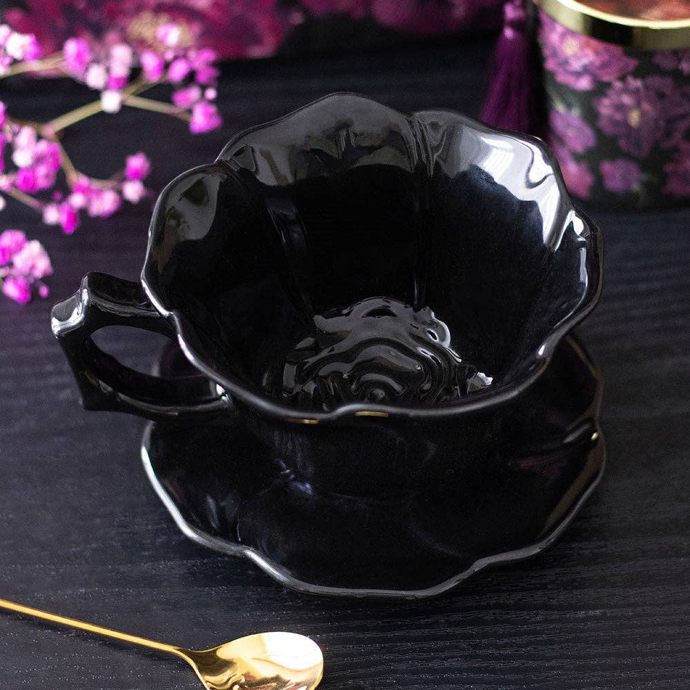 Black Rose Cup and Saucer