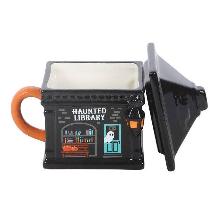 Mug à couvercle Bibliothèque hantée pour Halloween