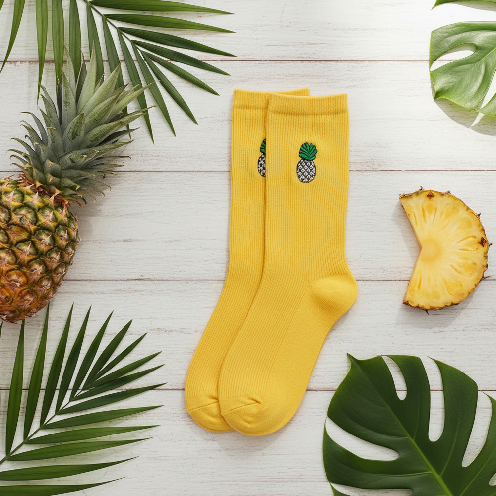 Chaussettes Ananas Brodée
