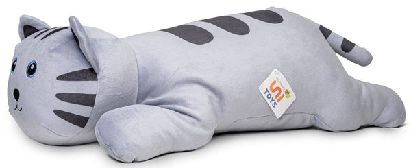 Coussin en peluche - gris chat - ultra doux - peluche Uni Toys