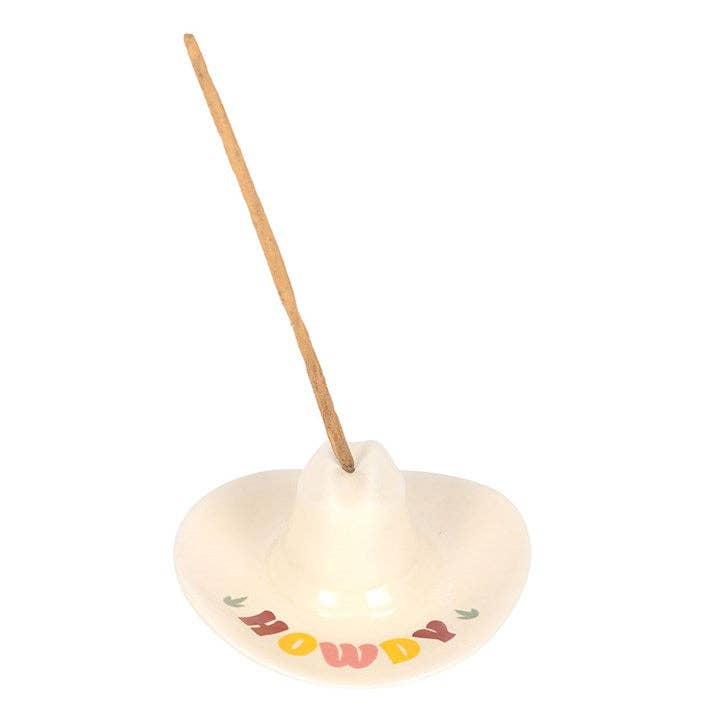 "Howdy" Cowboy Hat Ceramic Incense Burner