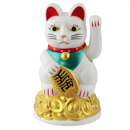 Maneki-neko lucky cat, undulating cat, 11 cm, white