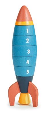 Mentari Bambino: FUSÉE À EMPILER ET À COMPTER 7x7x20cm, 7 pièces, en bois, en boîte, 3+