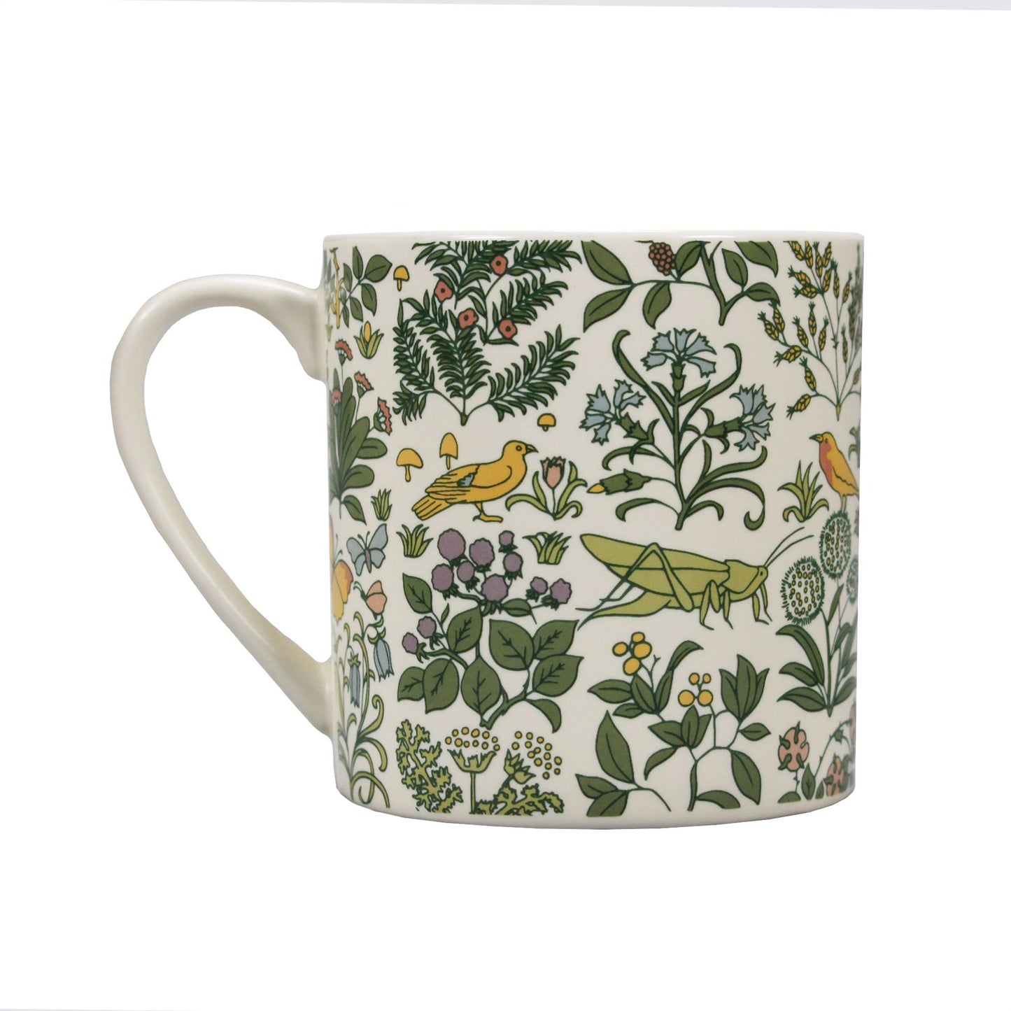 Voysey Ceramic Mug Botanical Garden Wildlife Cream