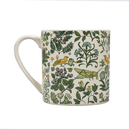 Voysey Ceramic Mug Botanical Garden Wildlife Cream