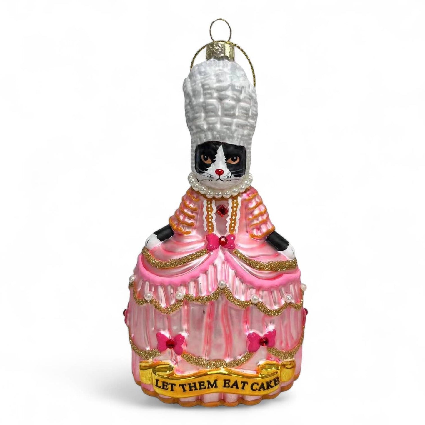 Marie Antoinette Tuxedo Cat Christmas Ornament “Let Them Eat”