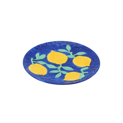 Lemon-themed decorative plate - Blue/Yellow