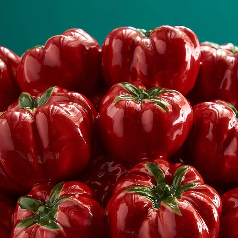 Tomato Vase, Red Stoneware, 33.5 x 32 x 33 cm Handmade