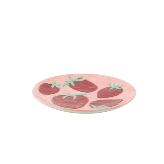Decorative plate - Strawberries - Pink/Red - 17.5x17.5x2cm