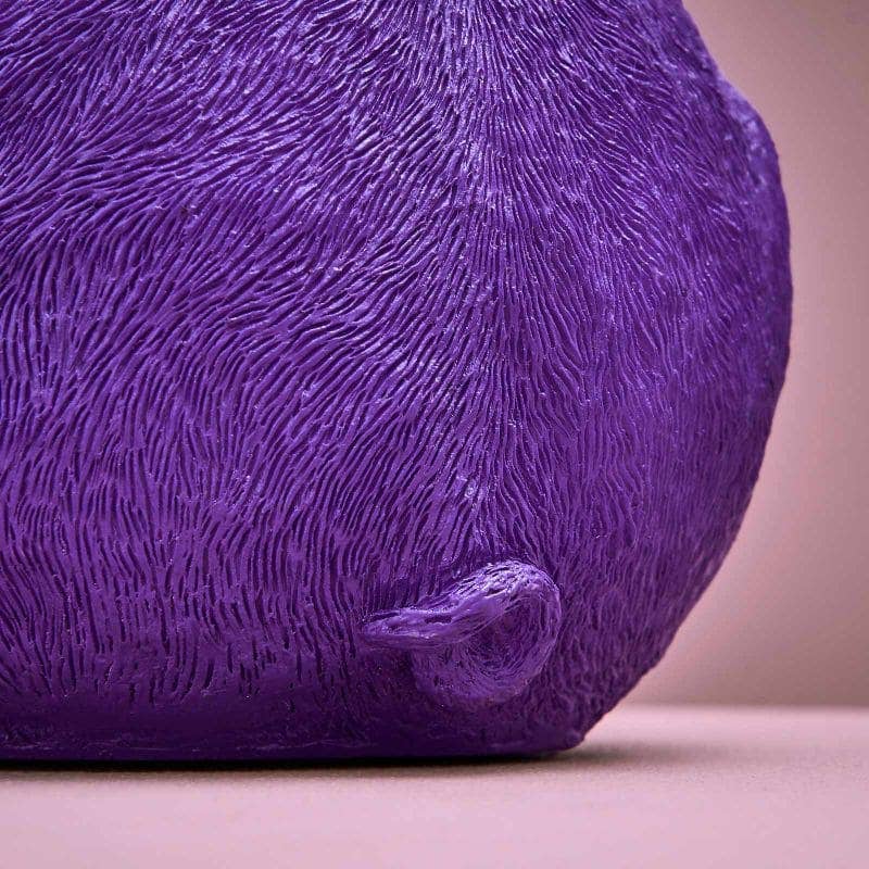 Money box, purple poly resin, 24 x 12 x 22.5 cm