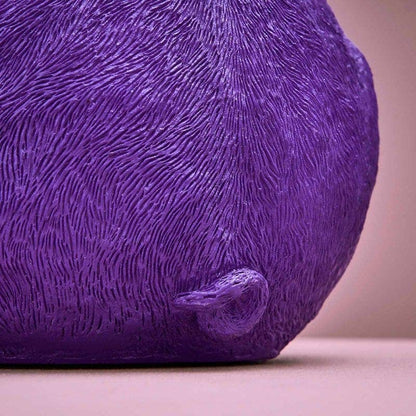 Money box, purple poly resin, 24 x 12 x 22.5 cm