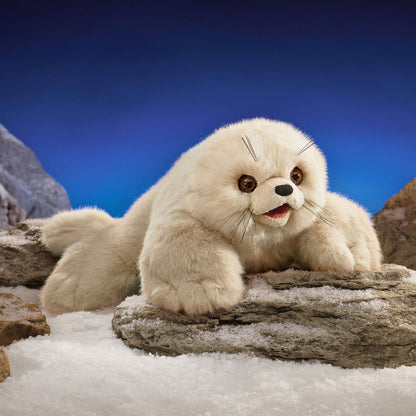 Marionnette à main Bébé phoque du Groenland / Bébé phoque 3234 marionnette à main Folkmanis Folkmanis réaliste