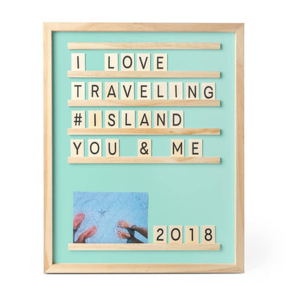 Letter and photo board, Souvenirs, green, wood