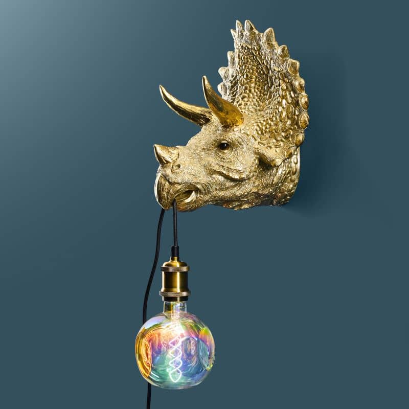 Triceratops Cera Gold wall light, resin, 31.5 x 28.5 cm