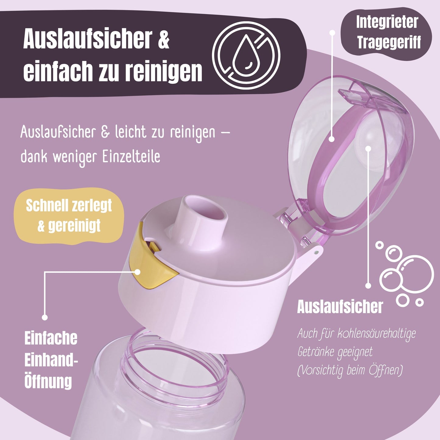 Trinkflasche Kinder leichte Wasserflasche - Hund & Katze pink
