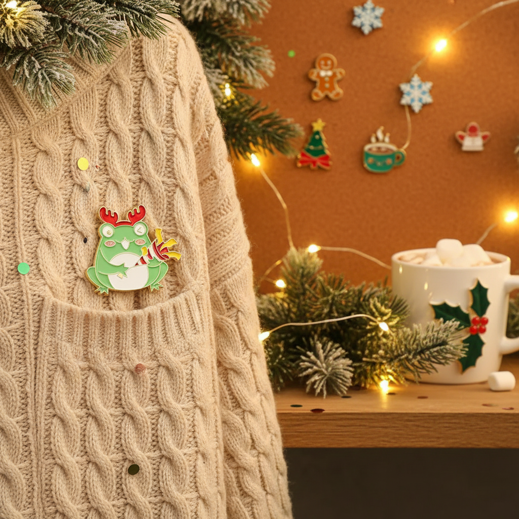 Christmas Frog Pin