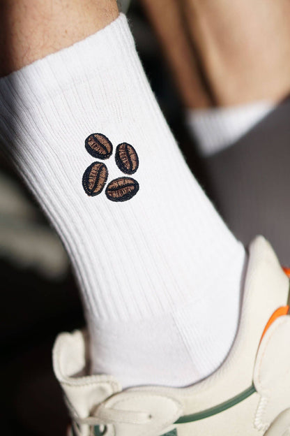 Coffee Bean Embroidered Socks