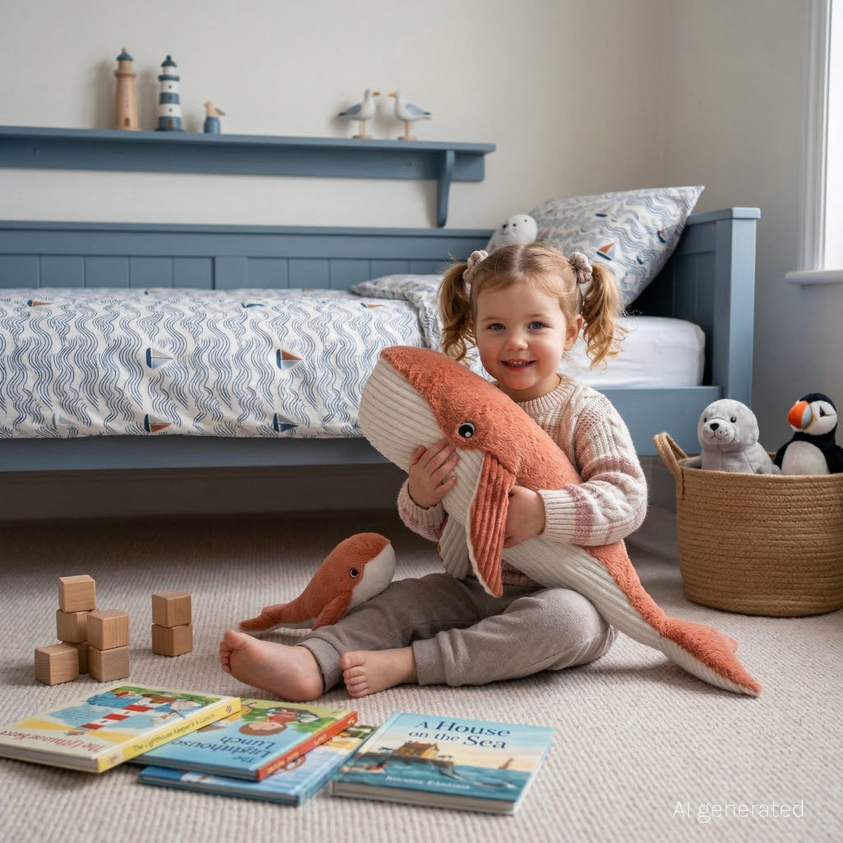 Peluche baleine Gravillou maman et son bébé terracotta – Les Ptipotos