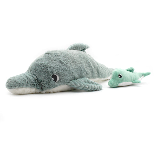 Peluche dauphin Tofou maman et son bébé vert menthe – Les Ptipotos