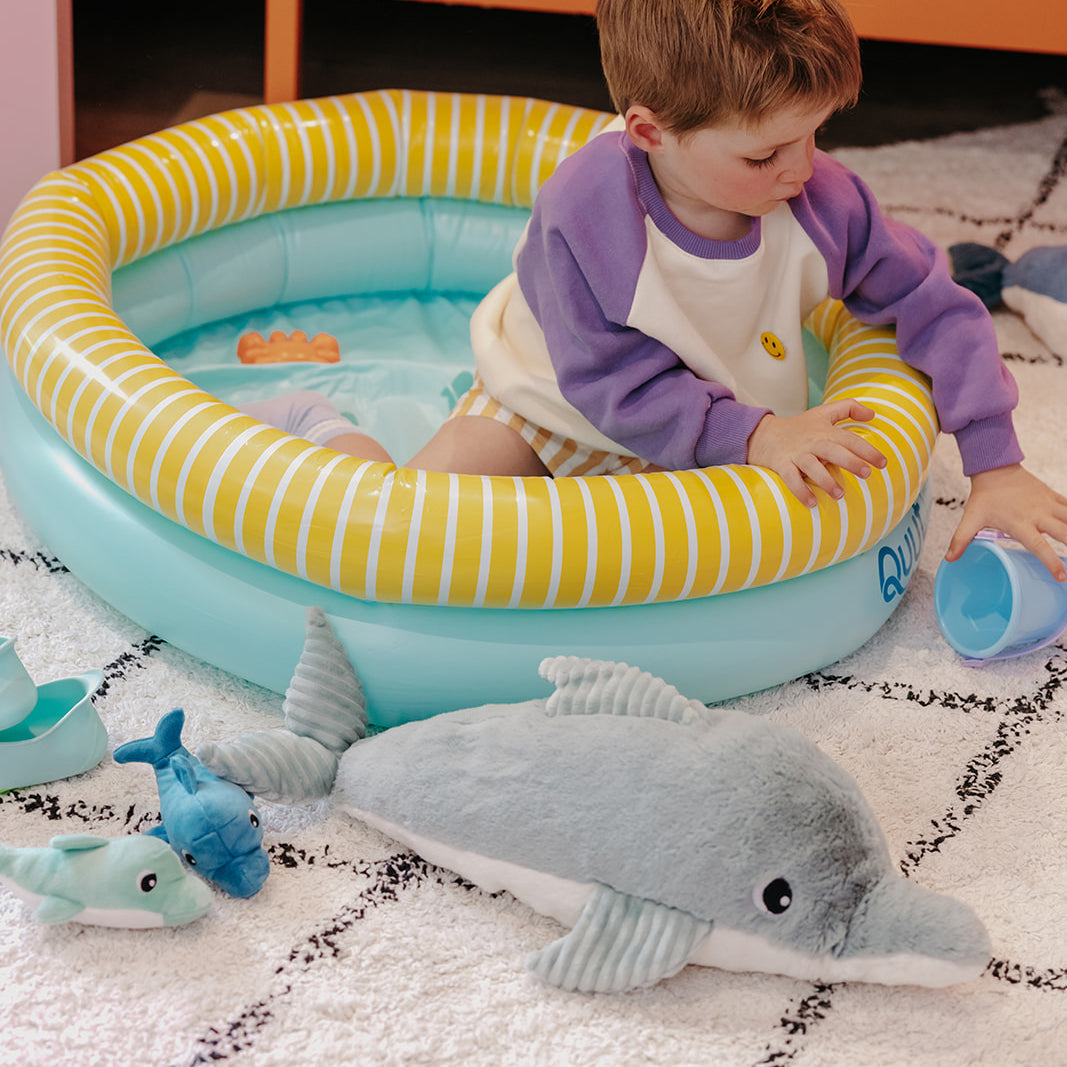 Peluche dauphin Tofou maman et son bébé vert menthe – Les Ptipotos – vue 2