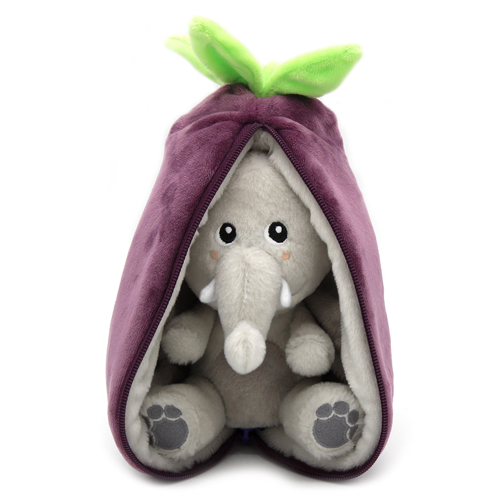 Peluche réversible Velvet l'éléphant/aubergine – Flipetz – vue 6