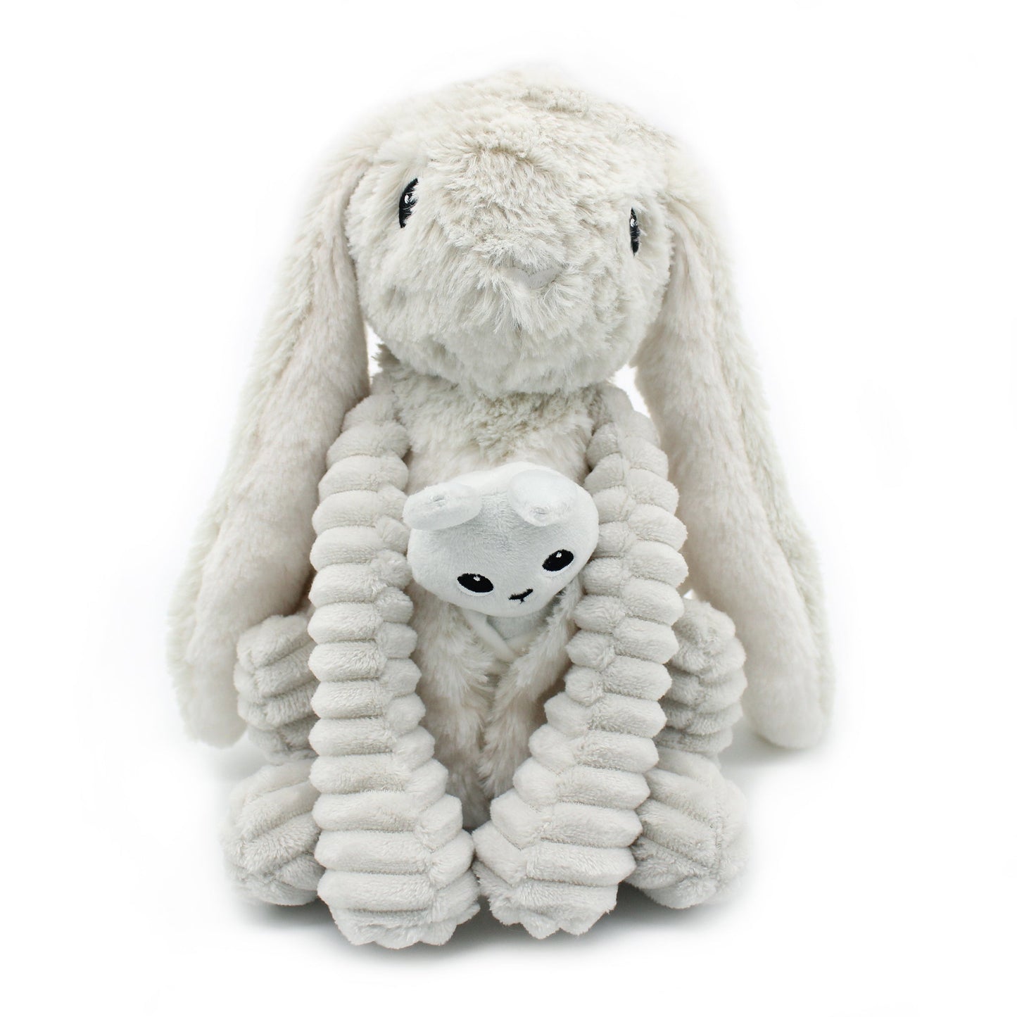 Peluche lapin Toudou maman et son bébé gris clair – Les Ptipotos – vue 6