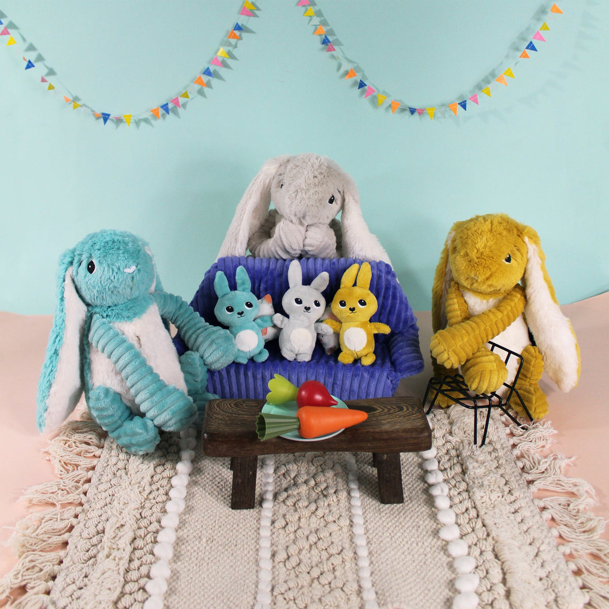 Peluche lapin Toudou maman et son bébé gris clair – Les Ptipotos