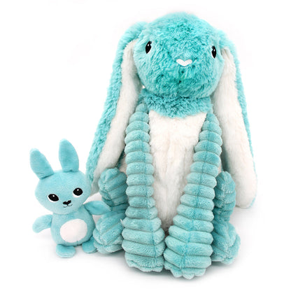 Peluche lapin Toudou maman et son bébé bleu aqua – Les Ptipotos