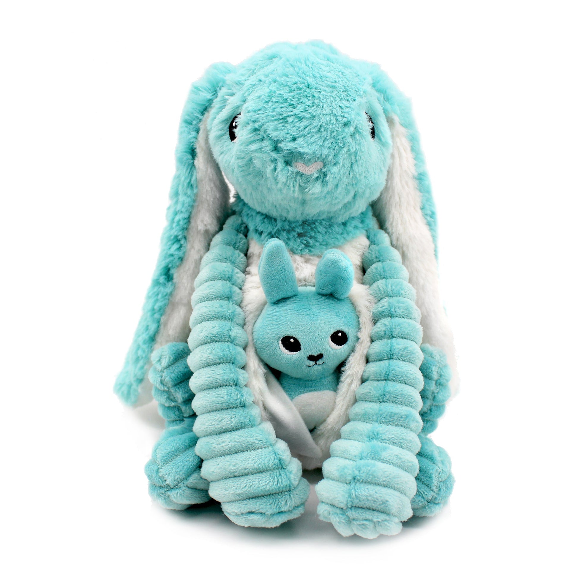 Peluche lapin Toudou maman et son bébé bleu aqua – Les Ptipotos – vue 5