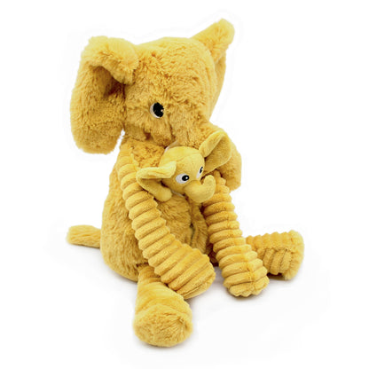 Peluche éléphant Dimoitou maman et son bébé jaune moutarde – Les Ptipotos – vue 3
