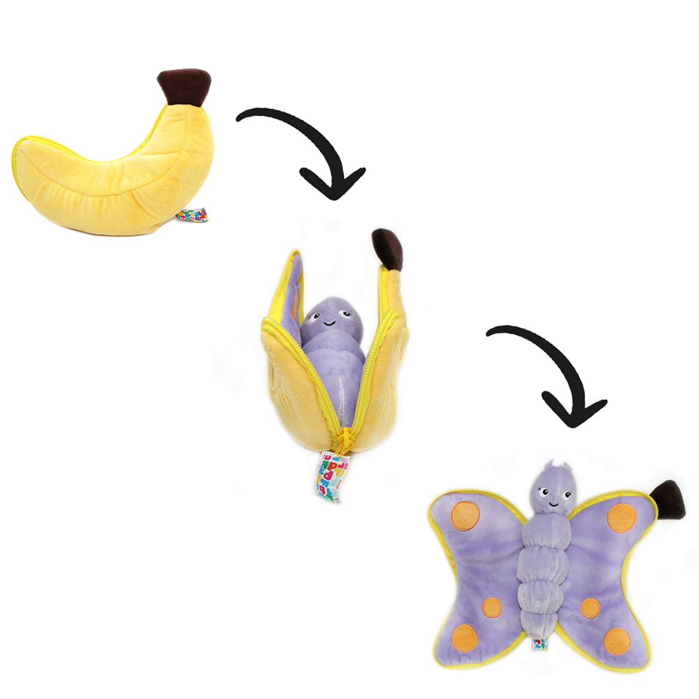 Peluche réversible Poppet le papillon/banane – Flipetz