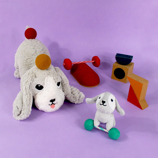 Peluche chien Toutou maman et son bébé gris – Les Ptipotos – vue 2