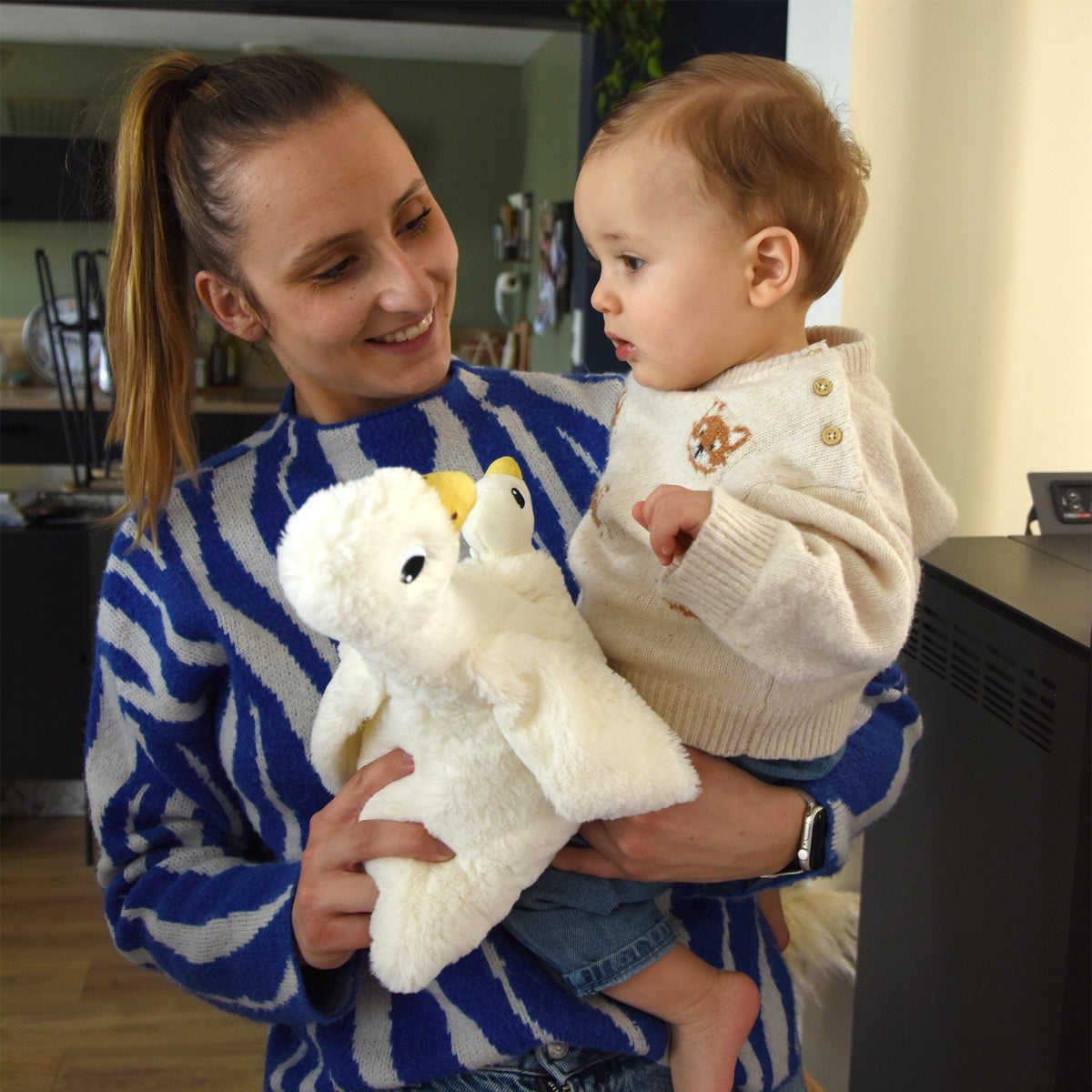 Peluche oie Jébongou maman et son bébé blanc – Les Ptipotos