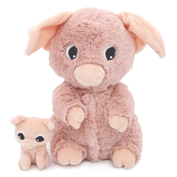 Peluche cochon Barbekiou maman et son bébé rose – Les Ptipotos