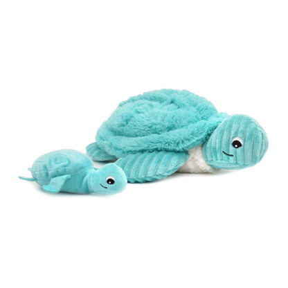 Peluche tortue Sauvenou maman et son bébé bleu aqua – Les Ptipotos – vue 6