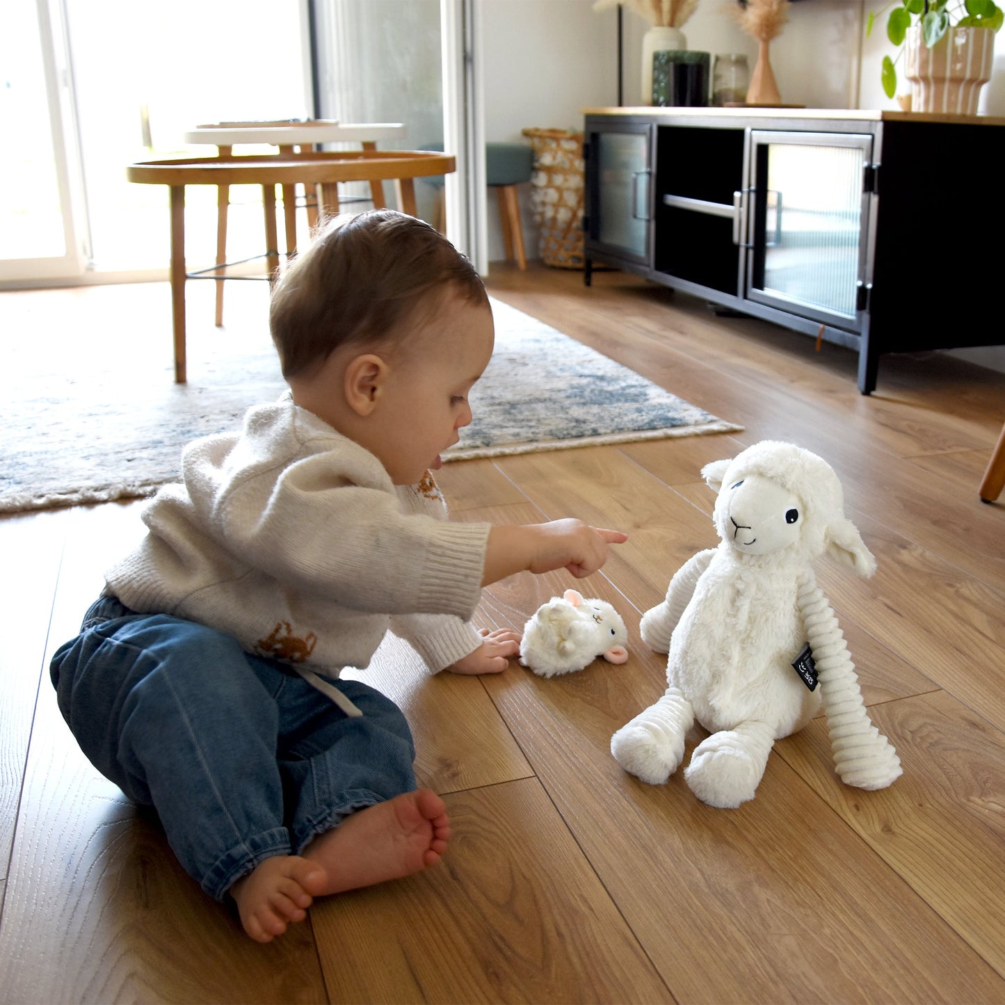 Peluche mouton Olou maman et son bébé blanc – Les Ptipotos – vue 2