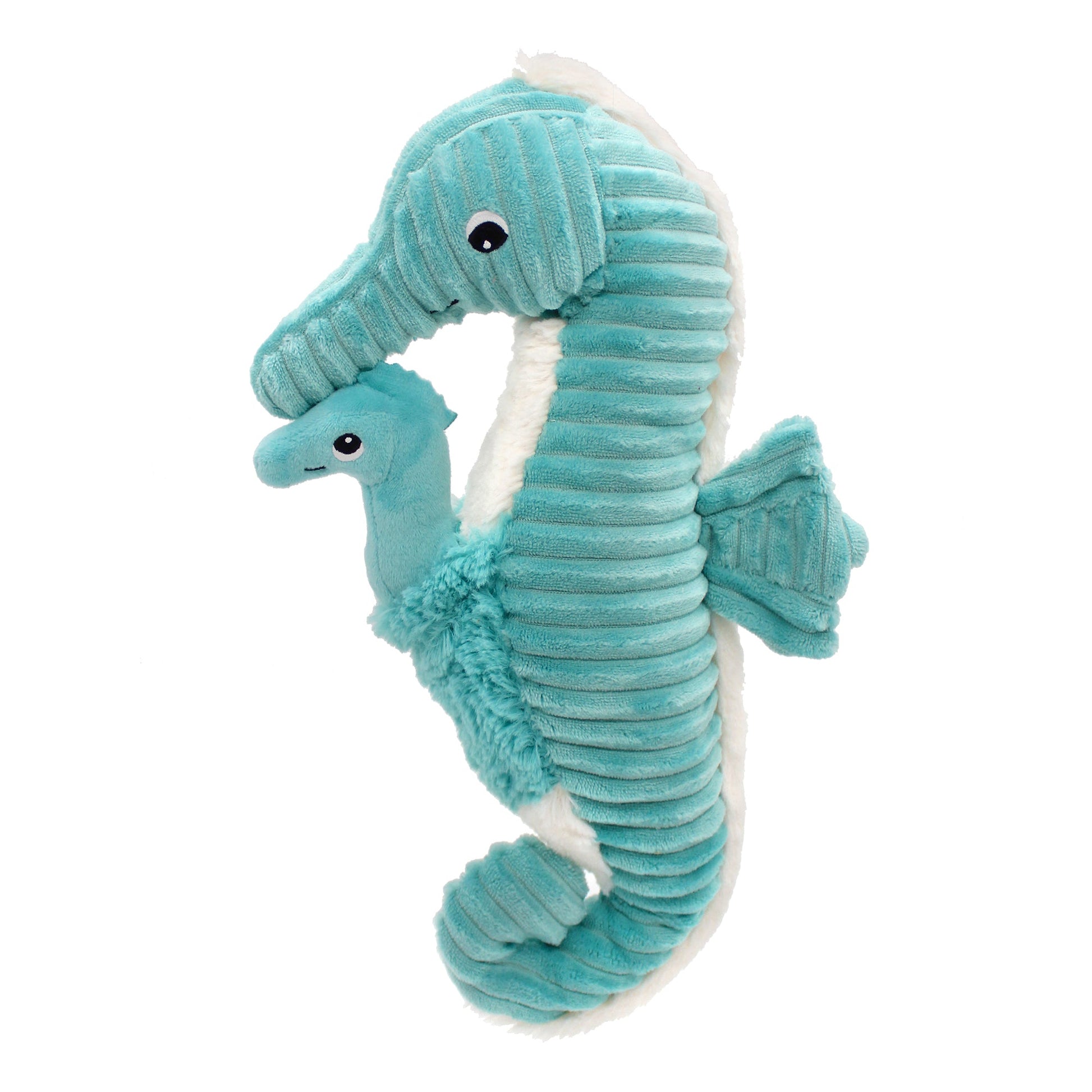 Peluche hippocampe Papadou papa et son bébé bleu aqua – Les Ptipotos – vue 3