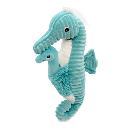 Peluche hippocampe Papadou papa et son bébé bleu aqua – Les Ptipotos