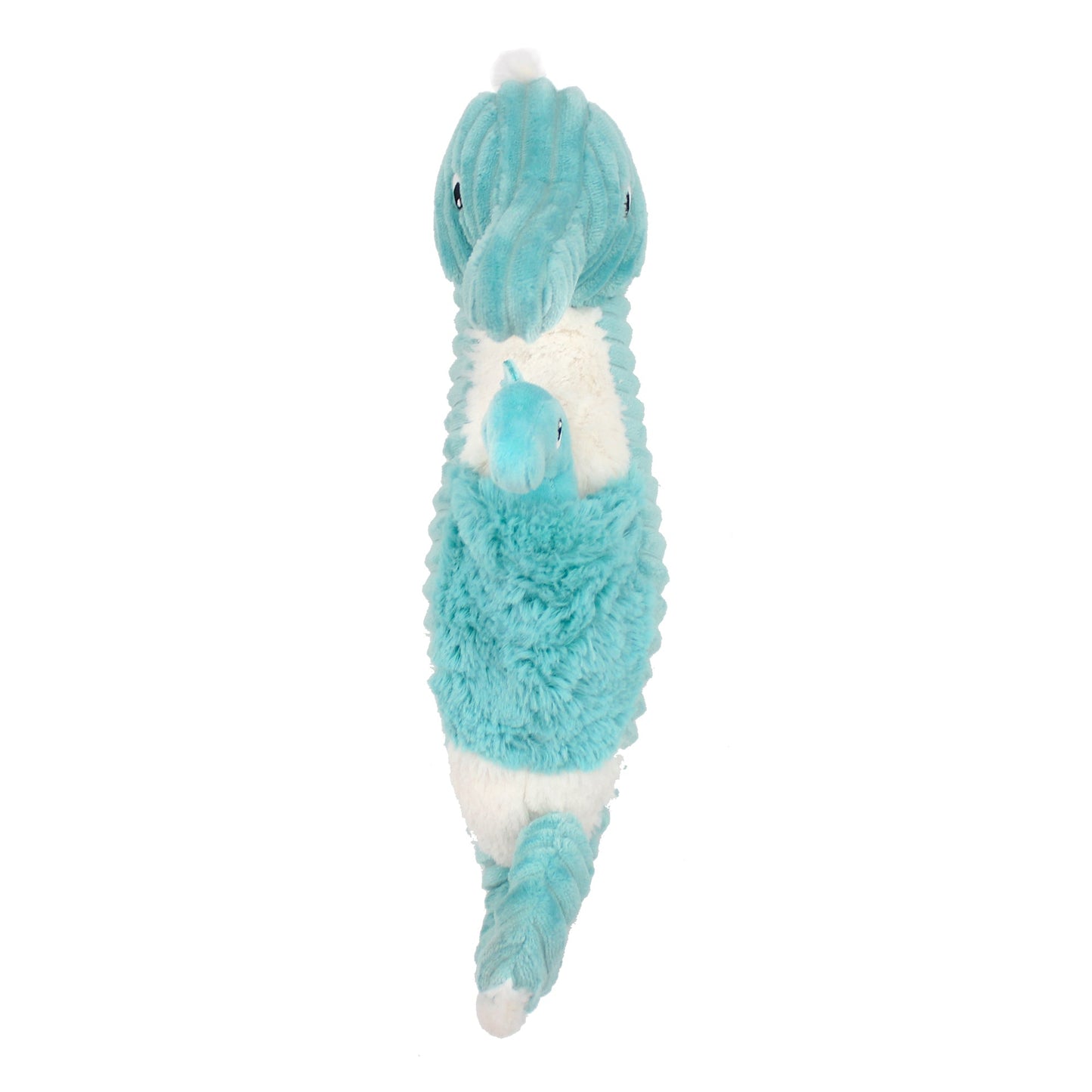 Peluche hippocampe Papadou papa et son bébé bleu aqua – Les Ptipotos – vue 4