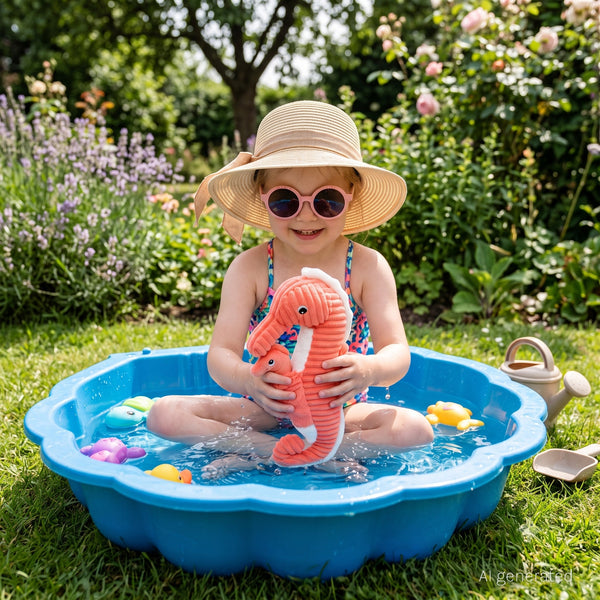 Peluche hippocampe Papadou papa et son bébé corail – Les Ptipotos – vue 2