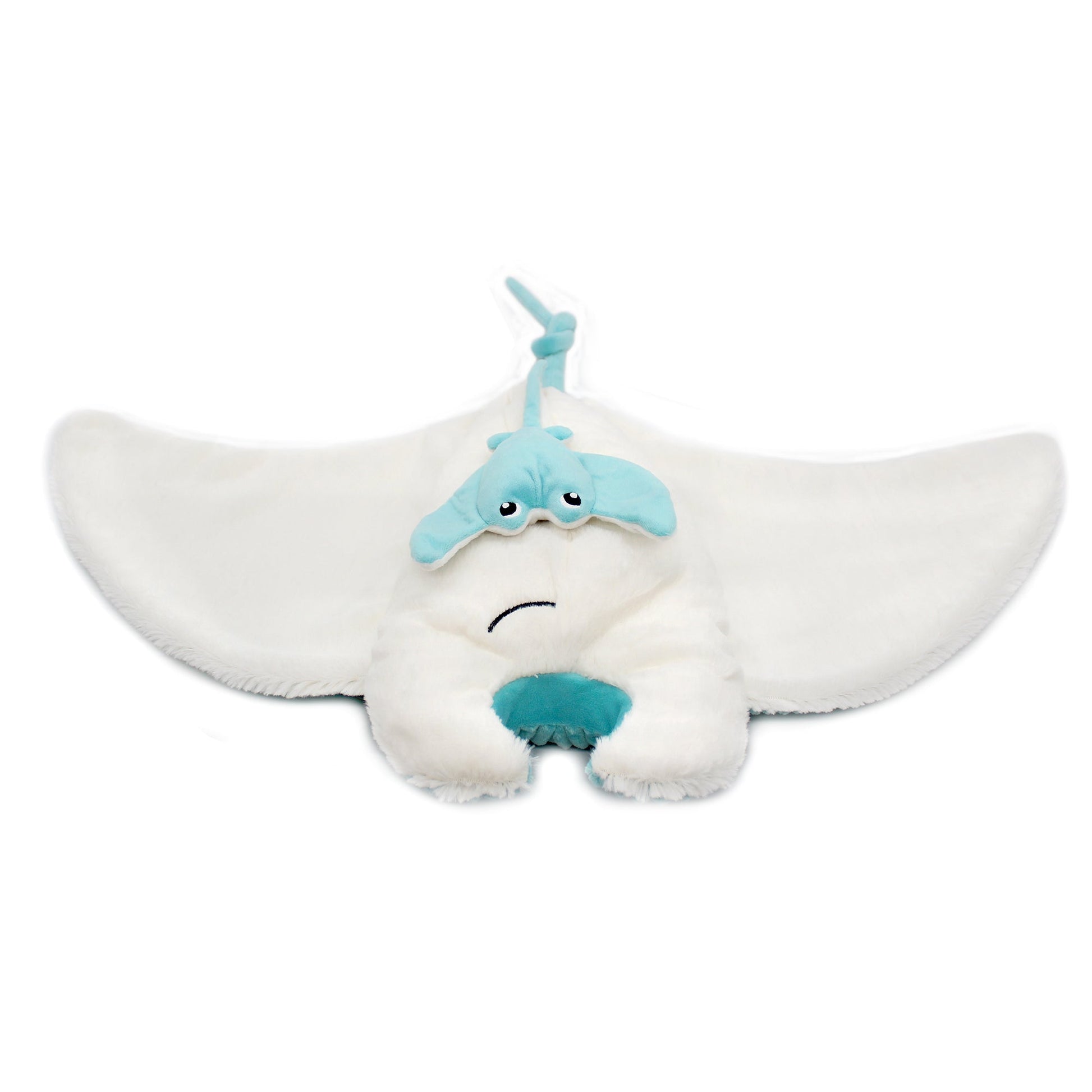 Peluche raie manta Mantalou maman et son bébé bleu aqua – Les Ptipotos – vue 5