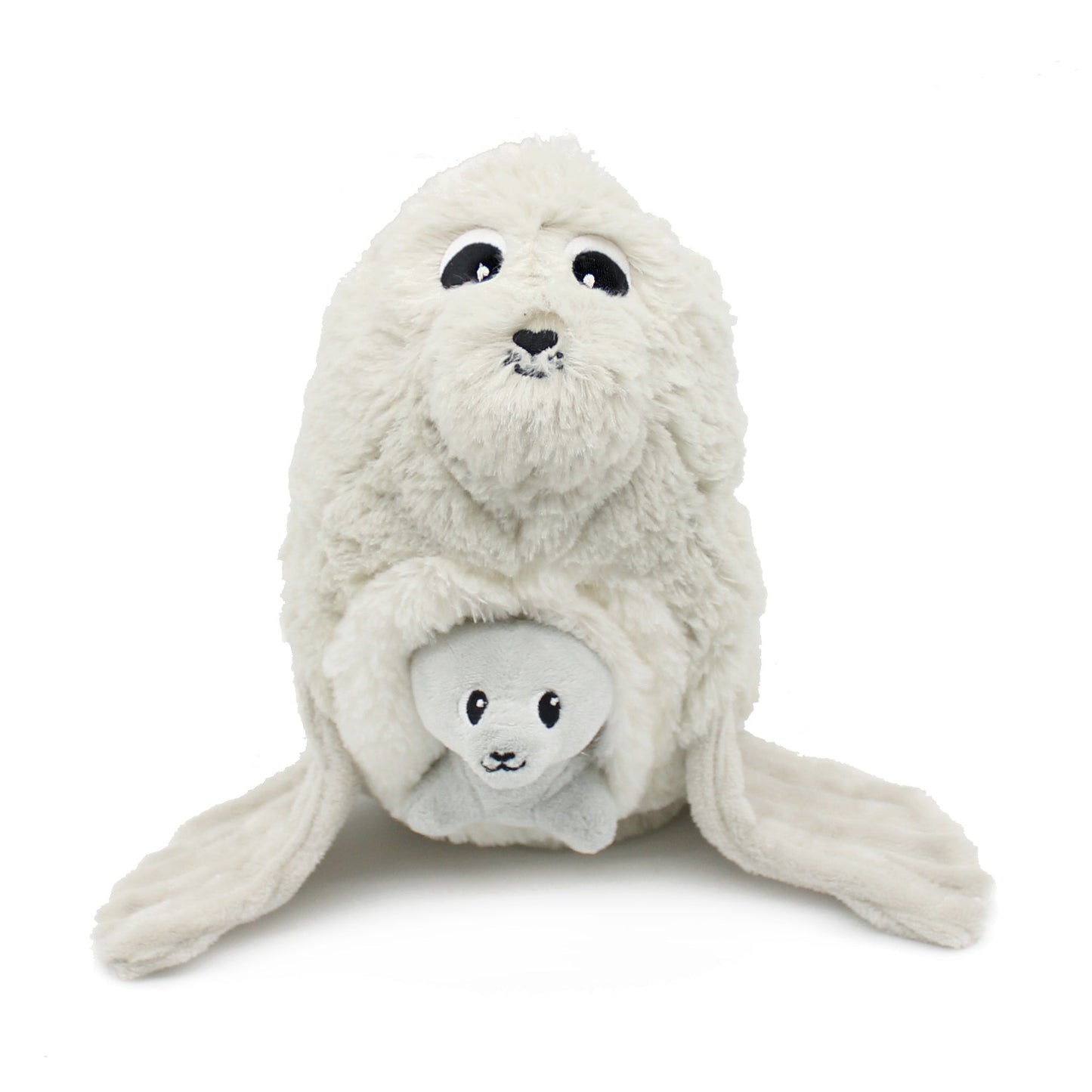 Peluche otarie Ploufou maman et son bébé gris clair – Les Ptipotos – vue 6