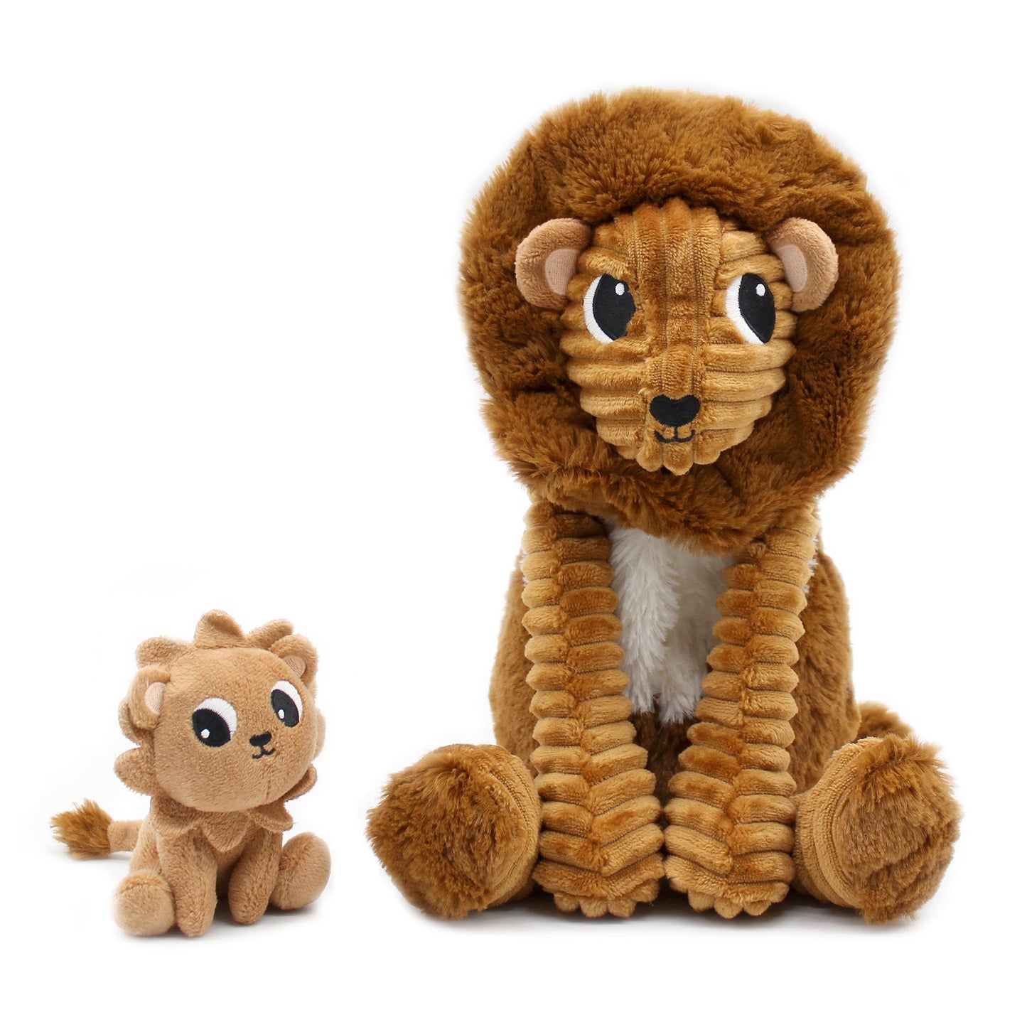 Peluche lion Graou papa et son bébé marron cassonade – Les Ptipotos