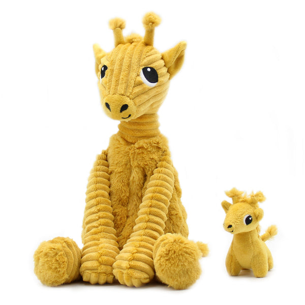 Peluche girafe Loncou maman et son bébé jaune moutarde – Les Ptipotos
