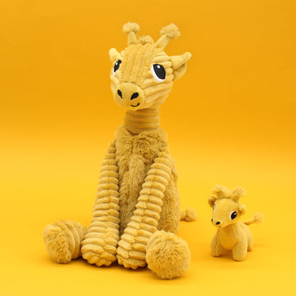 Peluche girafe Loncou maman et son bébé jaune moutarde – Les Ptipotos – vue 3