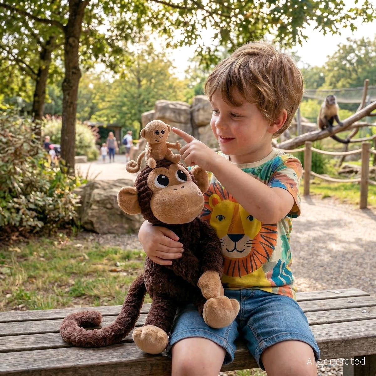 Peluche singe Zazou maman et son bébé marron chocolat – Les Ptipotos